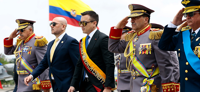 El presidente Daniel Noboa, participó de la ceremonia por el aniversario de la creación de la aviación nacional en la Base Aérea Mariscal Sucre de Quito.