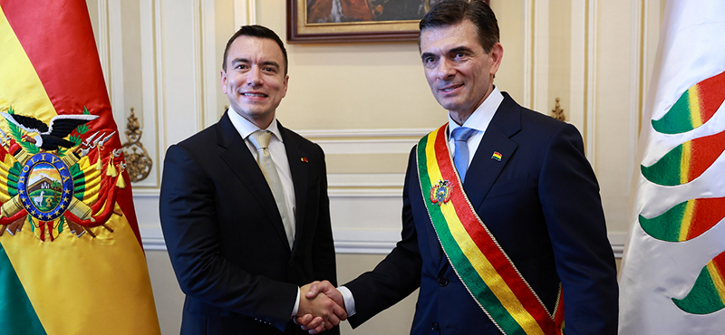 El presidente de la República, Daniel Noboa, mantuvo una reunión bilateral con su homólogo boliviano, Rodrigo Paz, donde trataron temas de interés para las dos naciones.